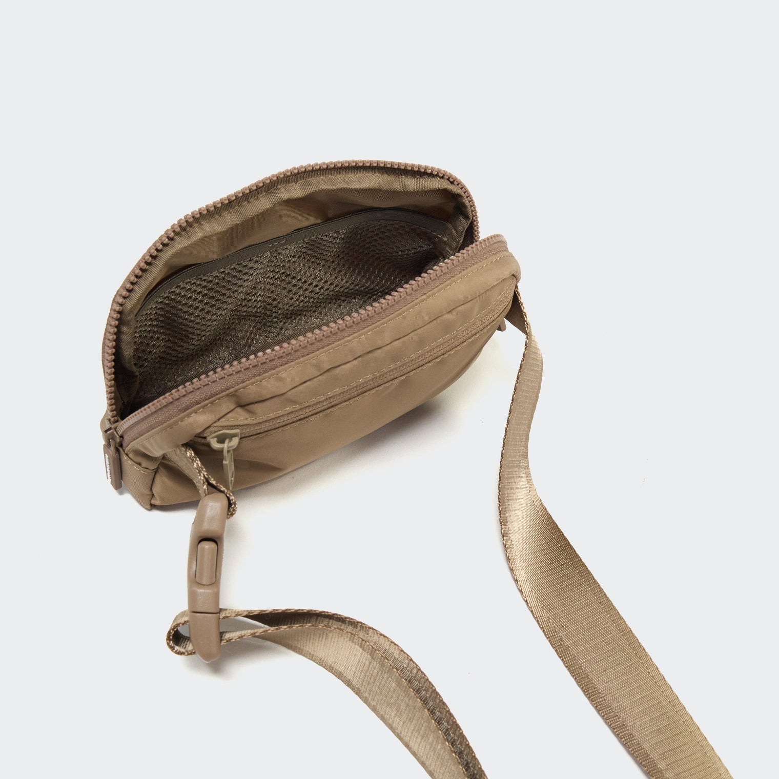 Pander 1L double zipper water-repellent nylon belt bag in Gray Brown, product view 7