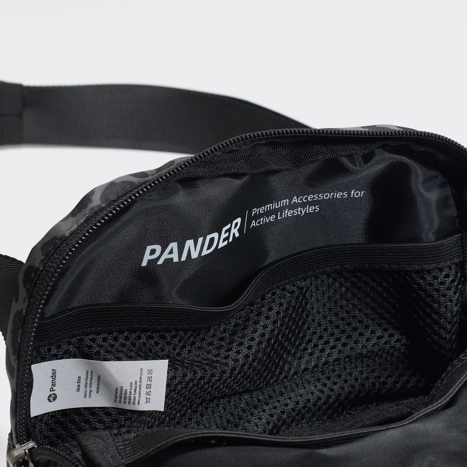 Pander 1L double zipper water-repellent nylon belt bag in Grey Leopard, product view 8