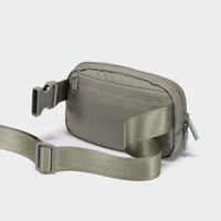 Pander 1L double zipper water-repellent nylon belt bag in Grey Sage, product view 4