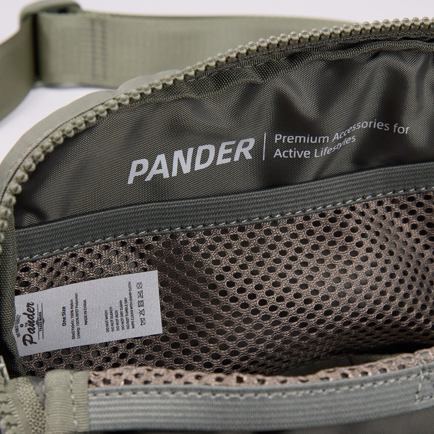Pander 1L double zipper water-repellent nylon belt bag in Grey Sage, product view 8