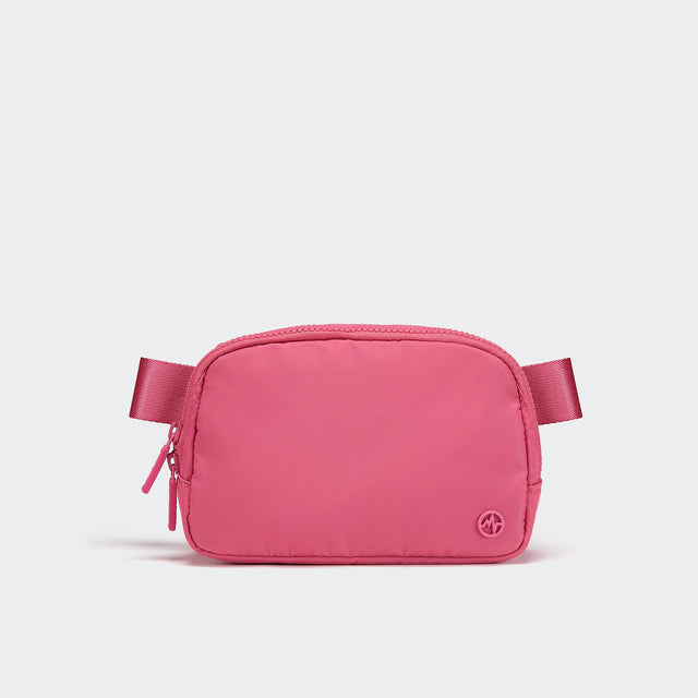 Pander 1L double zipper water-repellent nylon belt bag in Hot Pink, product view 1