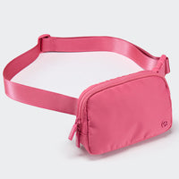 Pander 1L double zipper water-repellent nylon belt bag in Hot Pink, product view 2