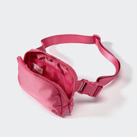 Pander 1L double zipper water-repellent nylon belt bag in Hot Pink, product view 6