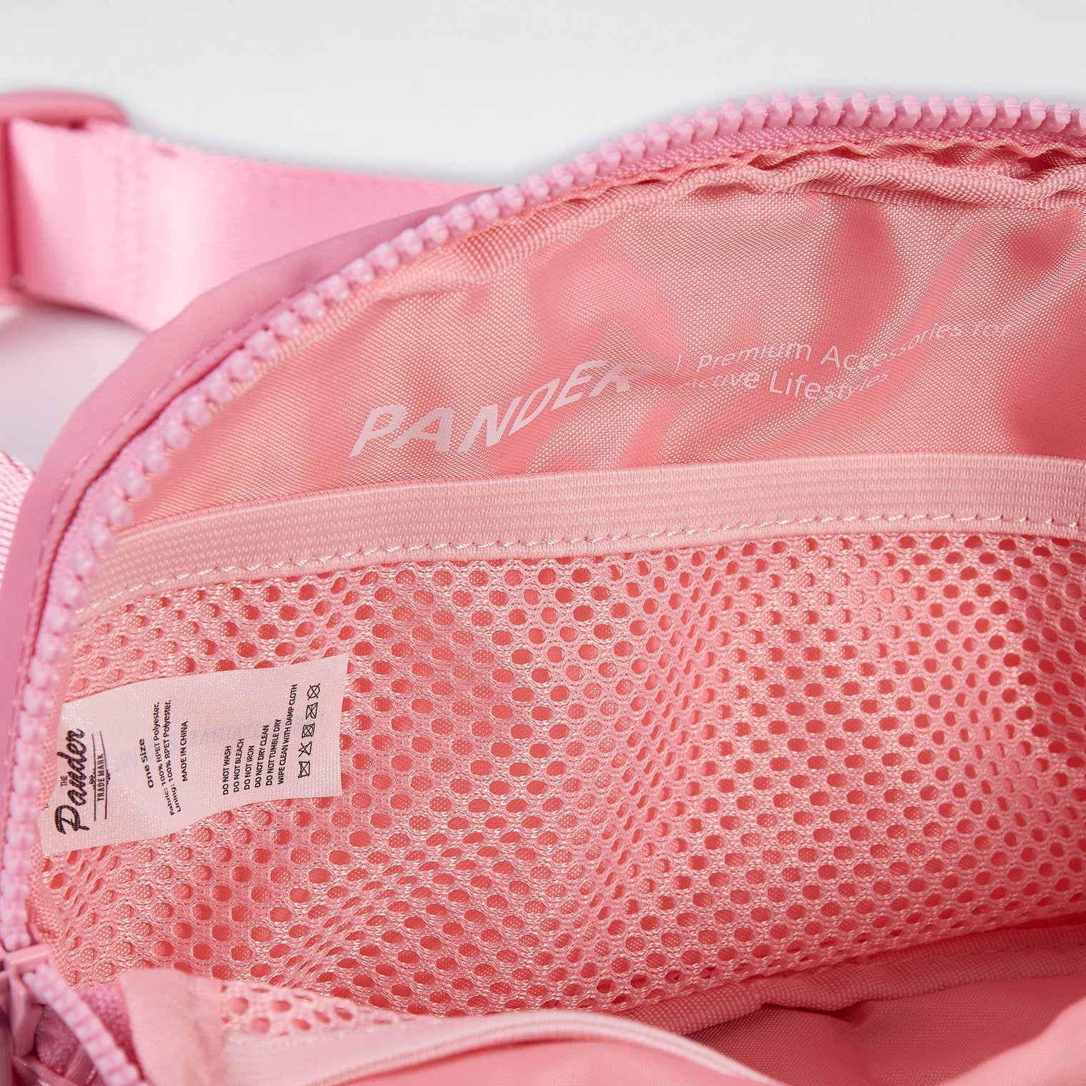 Pander 1L double zipper water-repellent nylon belt bag in Light Pink, product view 7