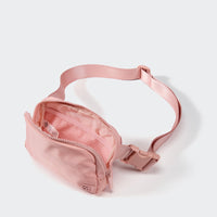 Pander 1L double zipper water-repellent nylon belt bag in Mono Pink, product view 6