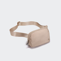 Pander 1L double zipper water-repellent nylon belt bag in Raw Linen Beige, product view 2