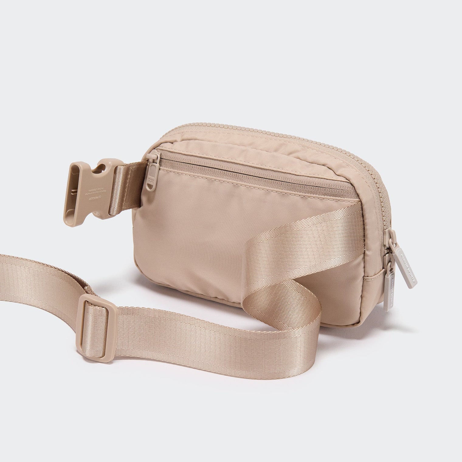 Pander 1L double zipper water-repellent nylon belt bag in Raw Linen Beige, product view 4