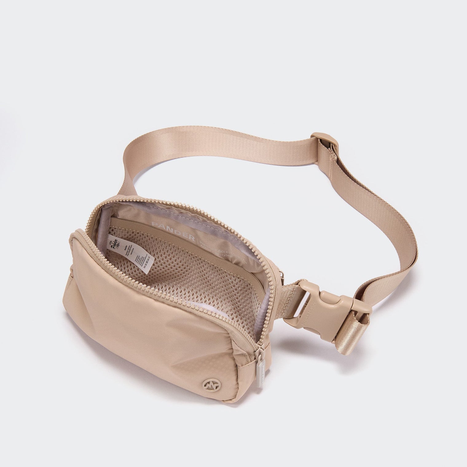 Pander 1L double zipper water-repellent nylon belt bag in Raw Linen Beige, product view 6