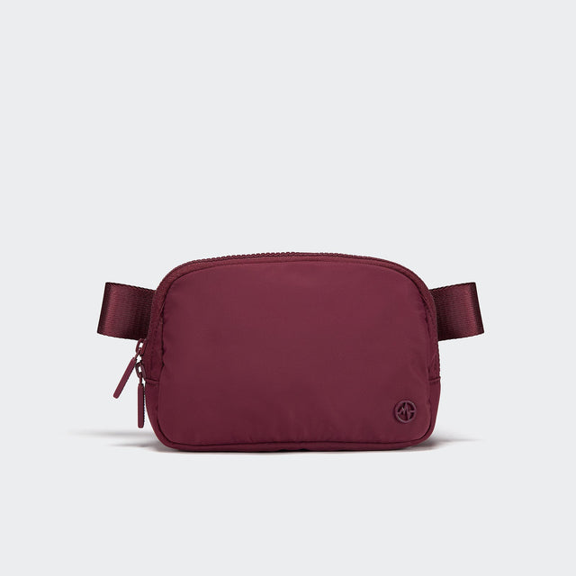 Pander 1L double zipper water-repellent nylon belt bag in Red Merlot, product view 1
