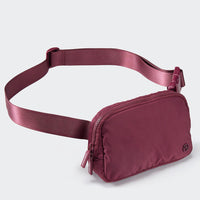 Pander 1L double zipper water-repellent nylon belt bag in Red Merlot, product view 2