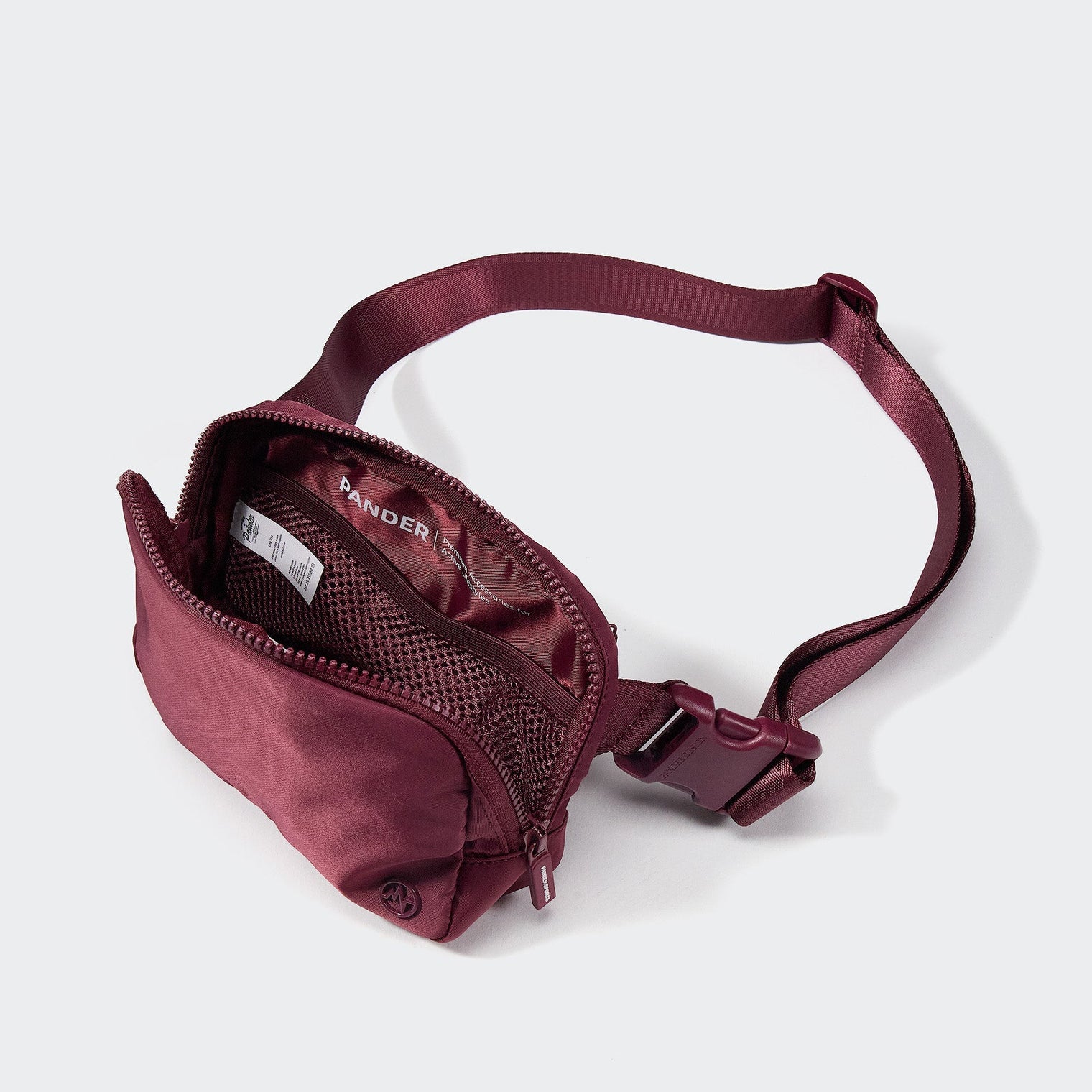 Pander 1L double zipper water-repellent nylon belt bag in Red Merlot, product view 6