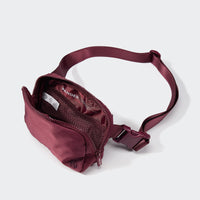 Pander 1L double zipper water-repellent nylon belt bag in Red Merlot, product view 6