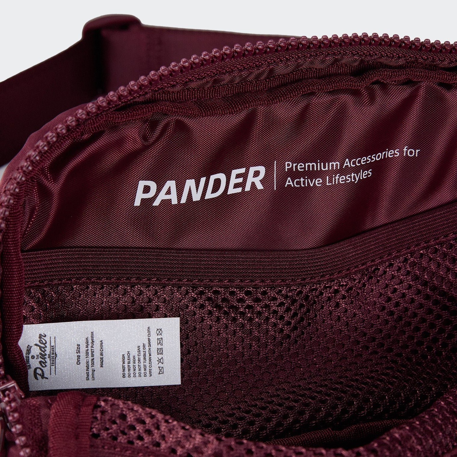 Pander 1L double zipper water-repellent nylon belt bag in Red Merlot, product view 8