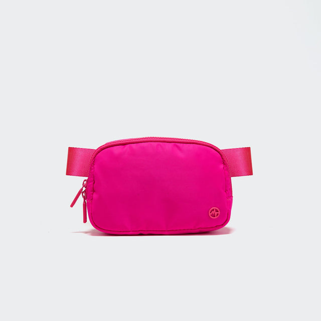Pander 1L double zipper water-repellent nylon belt bag in Sonic Pink, product view 1