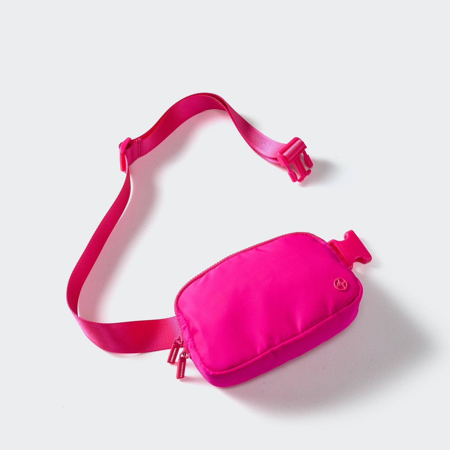 Pander 1L double zipper water-repellent nylon belt bag in Sonic Pink, product view 5