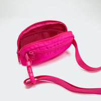 Pander 1L double zipper water-repellent nylon belt bag in Sonic Pink, product view 7