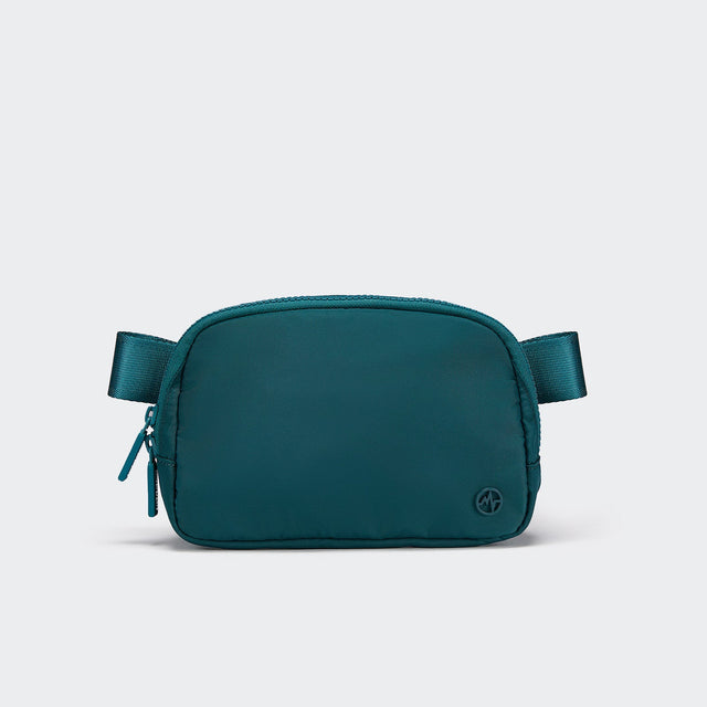 Pander 1L double zipper water-repellent nylon belt bag in Teal Blue, product view 1
