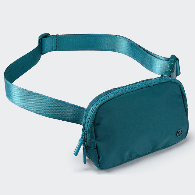 Pander 1L double zipper water-repellent nylon belt bag in Teal Blue, product view 2