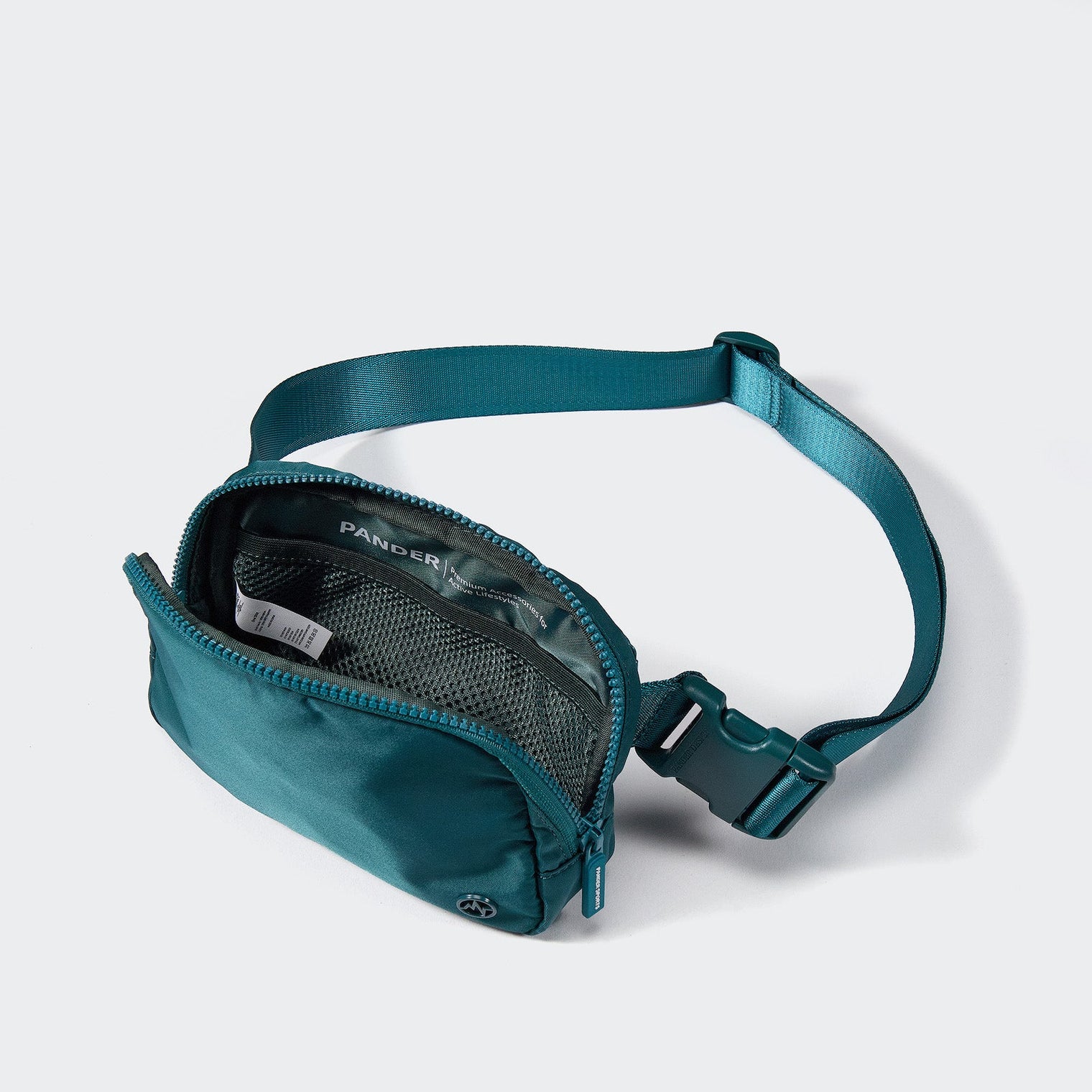 Pander 1L double zipper water-repellent nylon belt bag in Teal Blue, product view 6