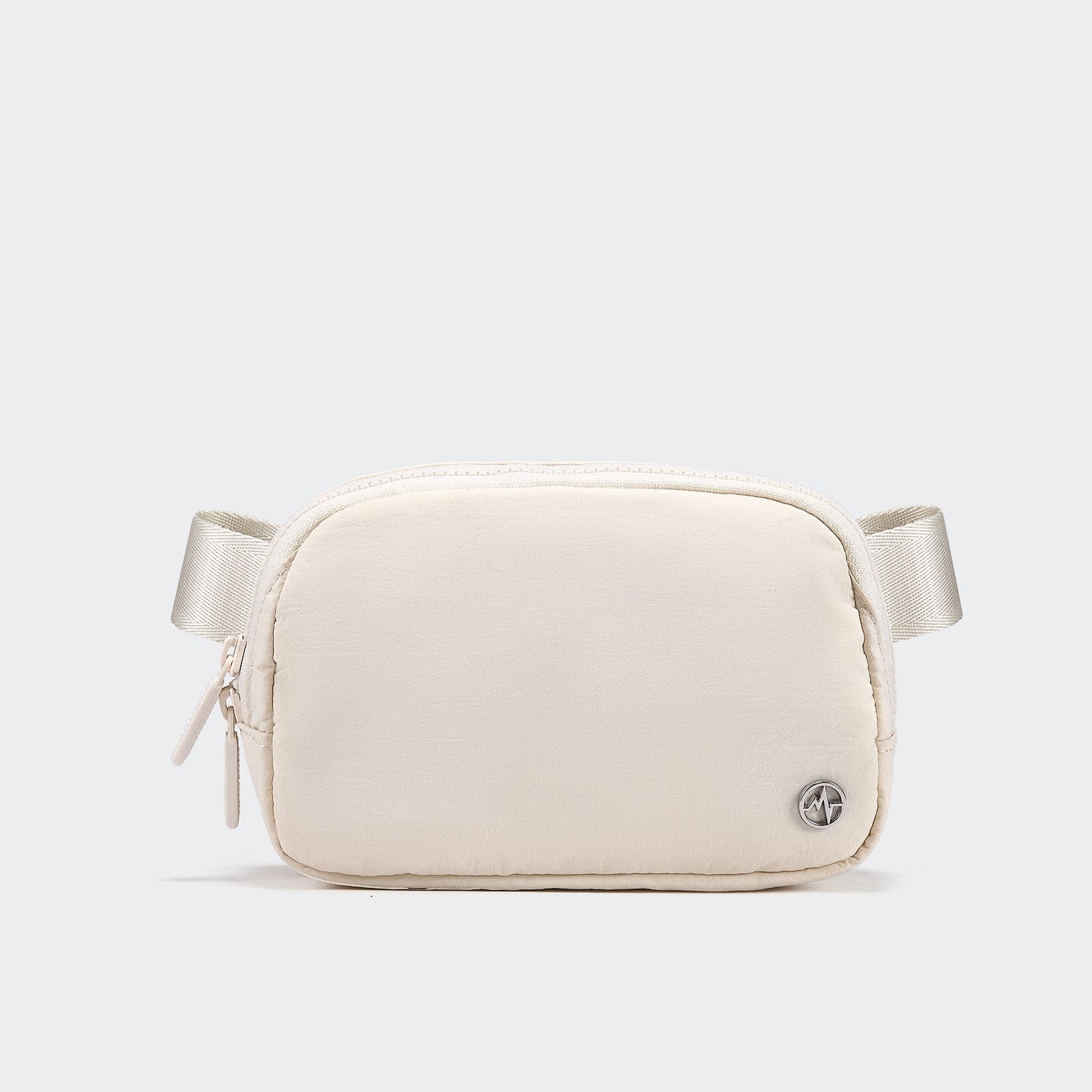 Pander 1L double zipper water-repellent nylon belt bag in White Opal, product view 1