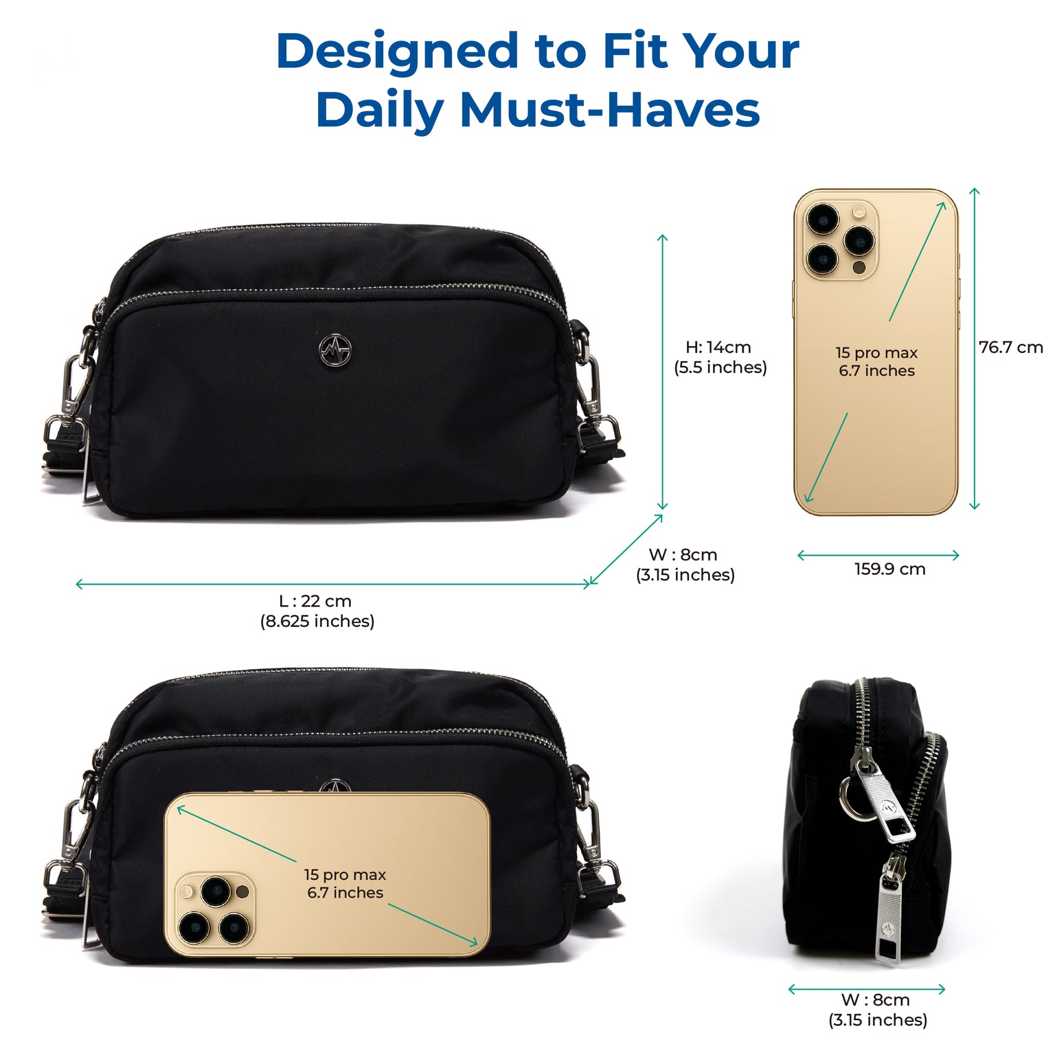 Pander Everyday Crossbody Sling Bag dimensions