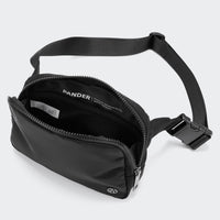 PANDER belt bag in Black Onyx, rear zip pocket and buckle detail