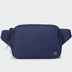PANDER Everywhere Belt Bag Large 2L in Blue Storm, straight-on front view on #ECEDEF background