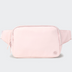 PANDER Everywhere Belt Bag Large 2L in Cloud Pink, straight-on front view on #ECEDEF background