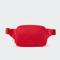 PANDER 2L water-resistant belt bag in Dark Salmon, side and zipper detail