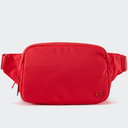 PANDER Everywhere Belt Bag Large 2L in Dark Salmon, straight-on front view on #ECEDEF background