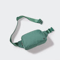 PANDER belt bag in Eucalyptus Green, rear zip pocket and buckle detail