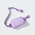PANDER belt bag in Grape Purple, rear zip pocket and buckle detail