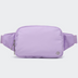 PANDER Everywhere Belt Bag Large 2L in Grape Purple, straight-on front view on #ECEDEF background