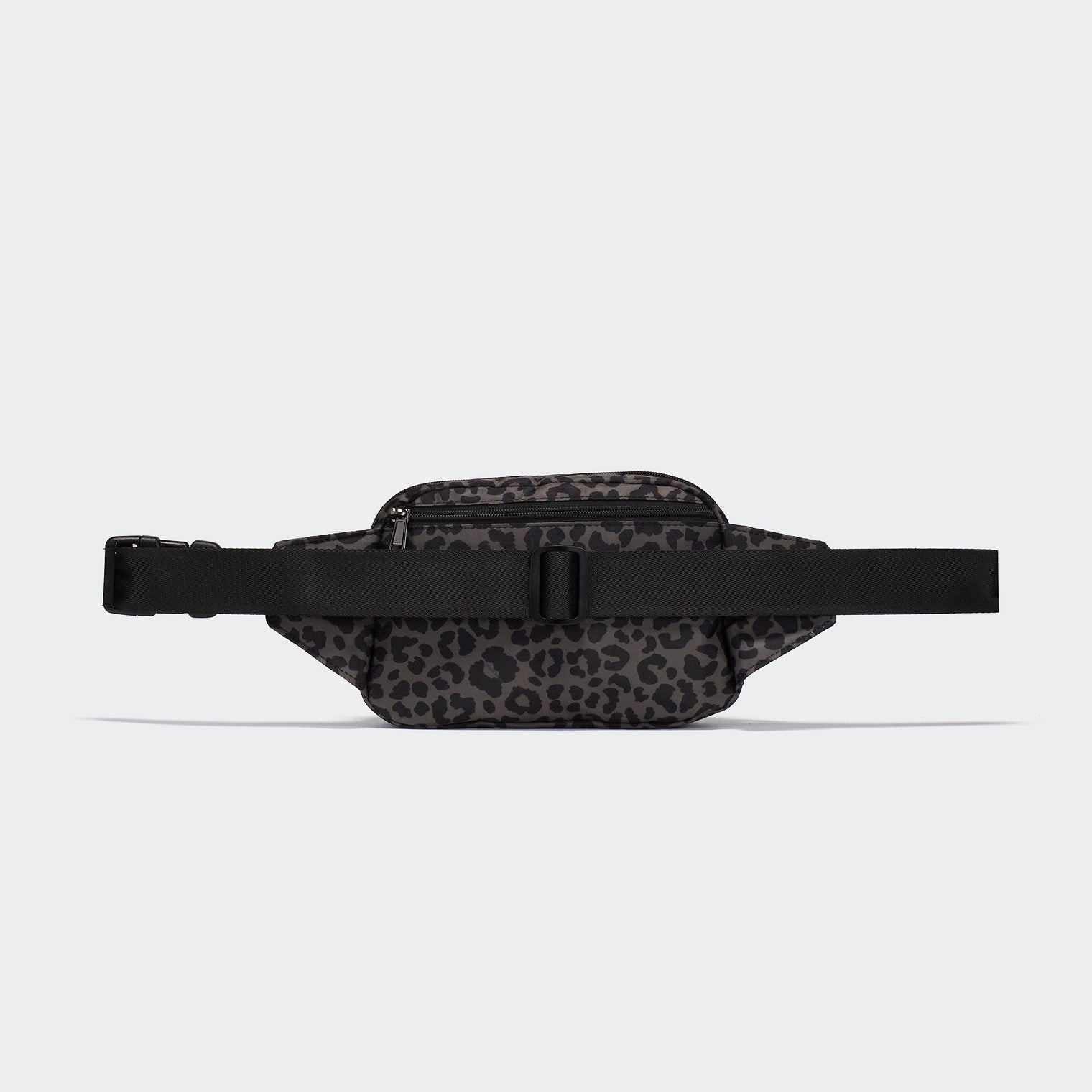 PANDER large crossbody waist pack in Grey Leopard, adjustable strap view