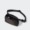 PANDER belt bag in Grey Leopard, rear zip pocket and buckle detail