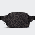 PANDER Everywhere Belt Bag Large 2L in Grey Leopard, straight-on front view on #ECEDEF background