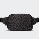 PANDER Everywhere Belt Bag Large 2L in Grey Leopard, straight-on front view on #ECEDEF background