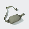 PANDER belt bag in Grey Sage, rear zip pocket and buckle detail