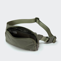 PANDER unisex 2L belt bag in Grey Sage, everyday travel view