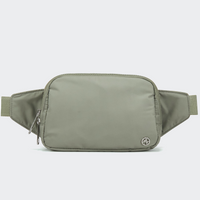 PANDER Everywhere Belt Bag Large 2L in Grey Sage, straight-on front view on #ECEDEF background