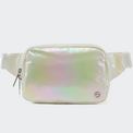 PANDER Everywhere Belt Bag Large 2L in Iridescent, straight-on front view on #ECEDEF background