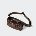PANDER belt bag in Leopard Multi, rear zip pocket and buckle detail
