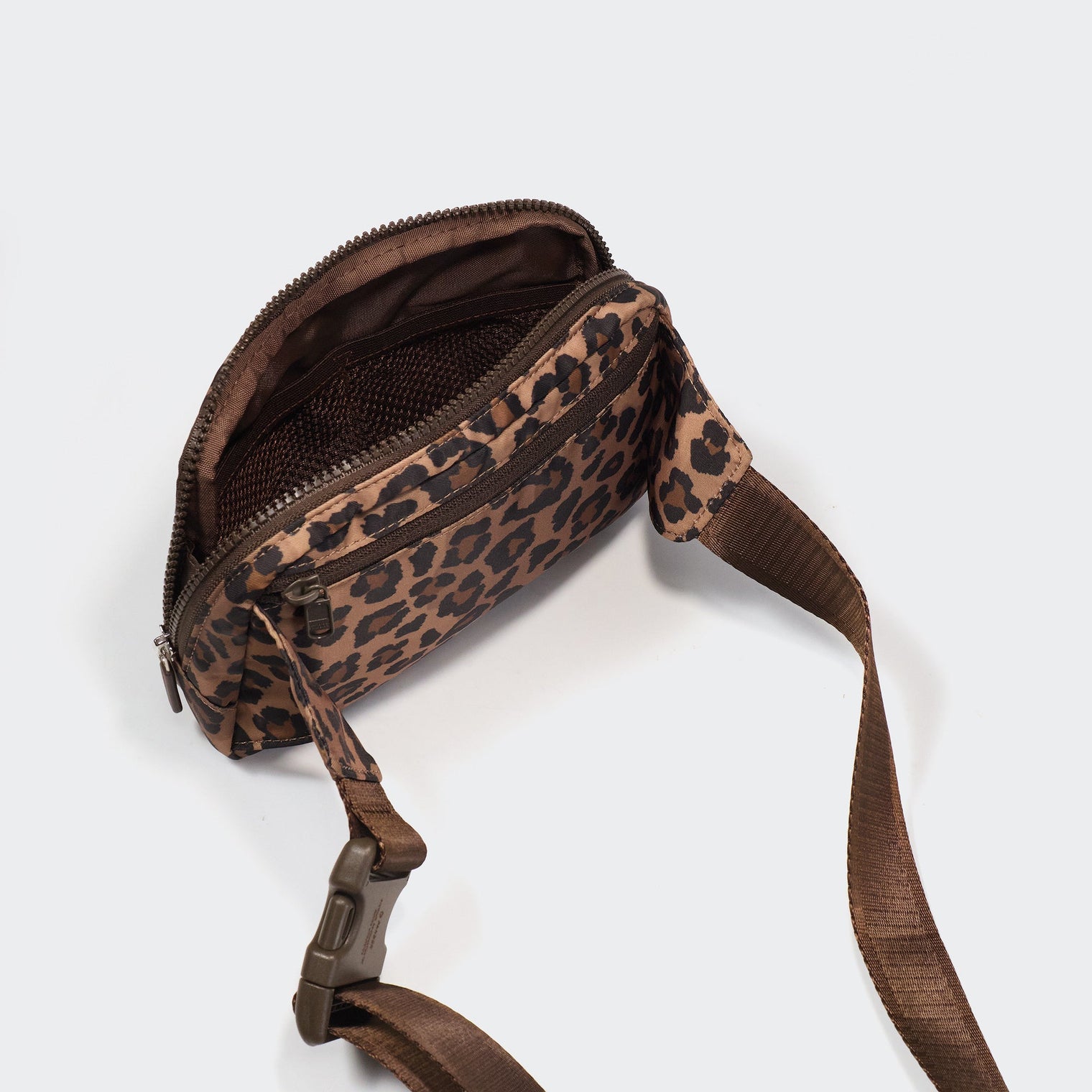 PANDER unisex 2L belt bag in Leopard Multi, everyday travel view