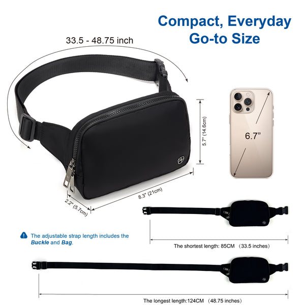 PANDER Everywhere Belt Bag Large 2L dimensions and adjustable strap measurements
