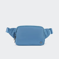 PANDER 2L water-resistant belt bag in Pale Turquoise, side and zipper detail