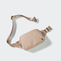 PANDER belt bag in Raw Linen, rear zip pocket and buckle detail