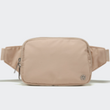 PANDER Everywhere Belt Bag Large 2L in Raw Linen, straight-on front view on #ECEDEF background