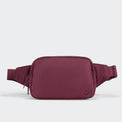 PANDER 2L water-resistant belt bag in Red Merlot, side and zipper detail
