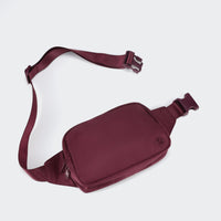 PANDER large crossbody waist pack in Red Merlot, adjustable strap view
