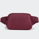 PANDER Everywhere Belt Bag Large 2L in Red Merlot, straight-on front view on #ECEDEF background